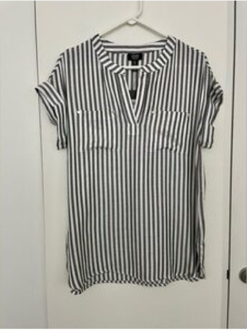 Jones New York Navy and White Striped Top 3X